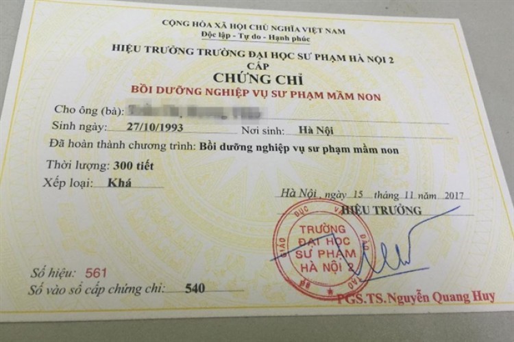 Làm bằng cao đẳng mầm non giá rẻ tại TPHCM có hồ sơ gốc