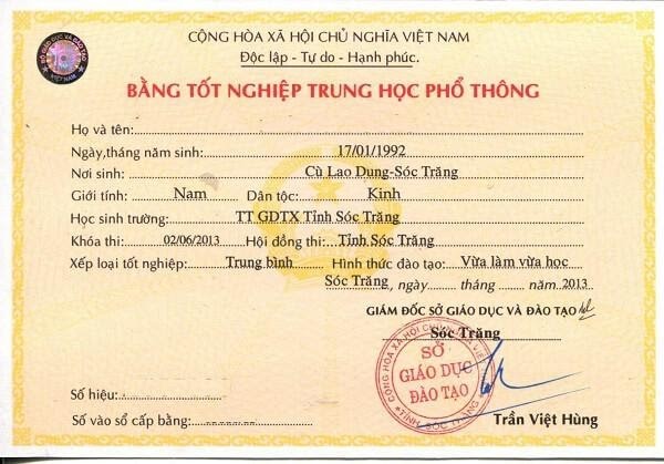 Những thông tin cần biết về bằng tốt nghiệp cấp 3 hệ bổ túc