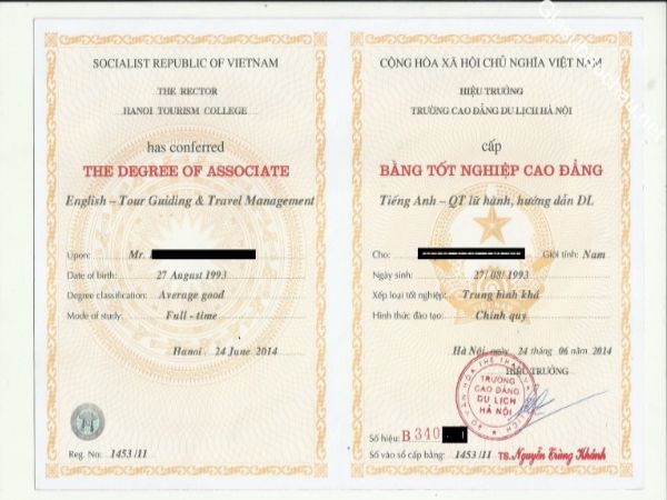 Làm Bằng Cao Đẳng Chính Quy Phôi Thật Bao Sử Dung