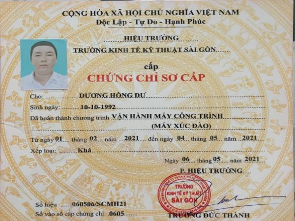 Làm chứng chỉ máy xúc lấy ngay tại Làm Bằng Giả Giá Rẻ