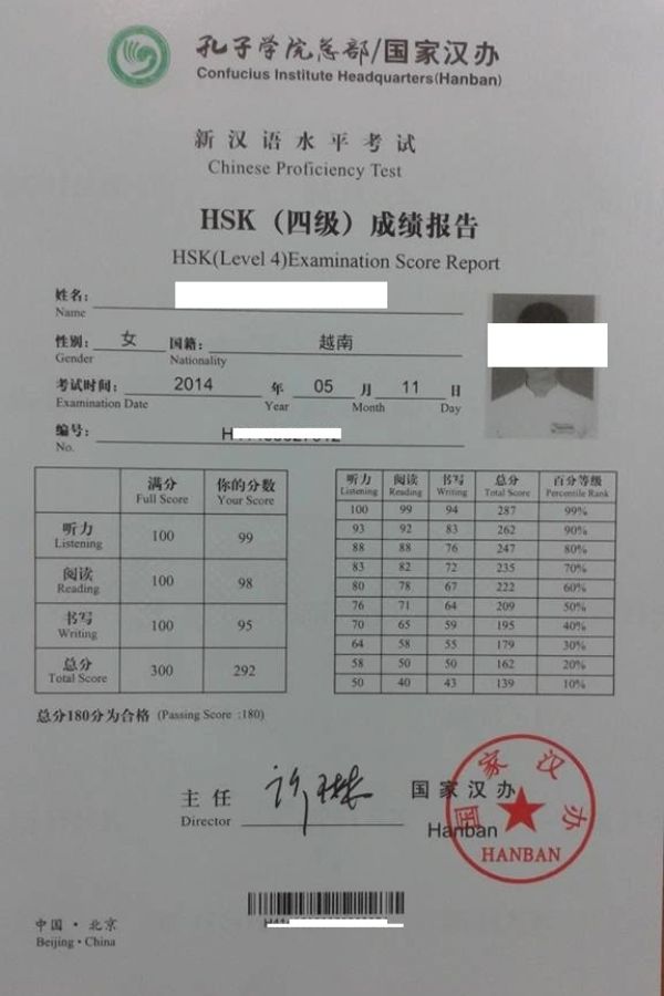 Làm Chứng Chỉ HSK Chuẩn Phôi Quốc Tế Không Cần Thi