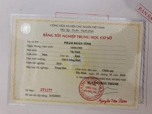 Làm Bằng Cấp 2 Phôi Gốc Kèm Học Bạ Bao Công Chứng