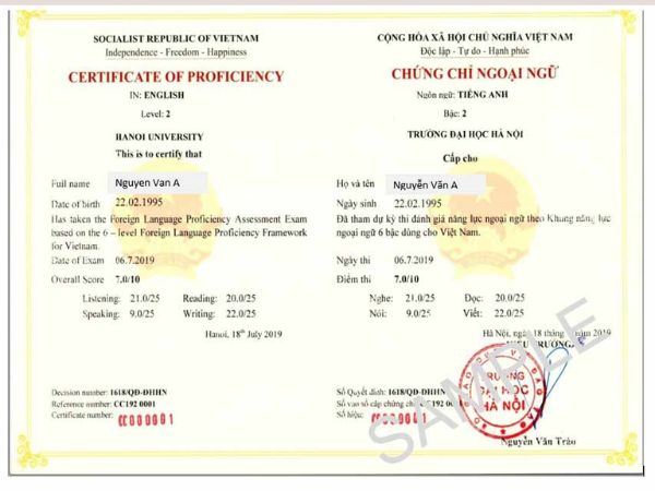 Làm chứng chỉ tiếng Anh lấy ngay không cần thi
