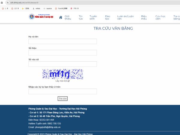 Tra cứu bằng đại học Hải Phòng từ năm nào?